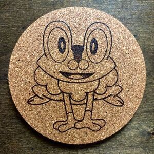 Pokemon Froakie Laser Engraved Cork Coaster